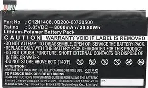 Synergy Digital Tablet Battery, Compatible with Asus Pad Transformer Book T100TAL Tablet, (Li-Pol, 3.85V, 8000mAh) Ultra High Capacity, Replacement for Asus 0B200-00720500, C12N1406 Battery