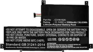 Synergy Digital Tablet Battery, Compatible with Asus C31N1525 Tablet, (Li-Pol, 11.1V, 3300mAh) Ultra High Capacity, Replacement for Asus 0B200-01930000, C31N1525 Battery