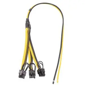 5Pcs 70cm Mining Power Supply Cable 1 to 3 8 Pin 6+2 Pin Graphics Card PCI-E BTC ETH Miner Cable Cord Splitter 12AWG 18AWG