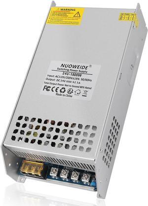 24V 62.5A 1500W Power Supply Transformer, 110V AC to DC 24V Converter Adapter 62.5A 1500W SMPS, DC 24V Switching Power Supply for LED Strip Motor Pump CCTV Camera System Car Stereo 3D Printer