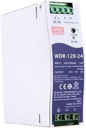 WDR-120-24 Mean Well Switching Power Supply Mean Well WDR-120-24