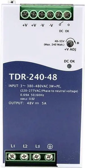Three Into Thin DIN Rail Mounting Power Supply TDR-240-24 TDR-240-48 24V 48V(TDR-240-48V)