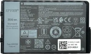 6WVHD Laptop Battery 35.6Wh 4457mAh 4-Cell 7.6V Compatible with DELL Latitude 7230 Rugged Extreme Tablet / T06H T06H001 Series FNW8F 0VDDJY VDDJY 0JM6CX JM6CX 451-BDDY