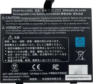 CAX00 Laptop Battery 28.44Wh 3950mAh 7.2V Compatible with Getac CAXOO 2ICP6/60/80 Series