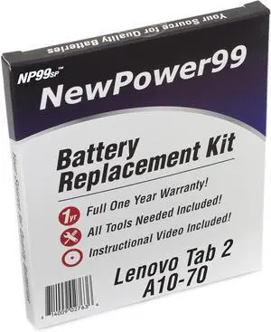 NP99sp Battery Kit for Lenovo Tab 2 A10-70 with Tools, How-to Video, Long Life Battery from NewPower99