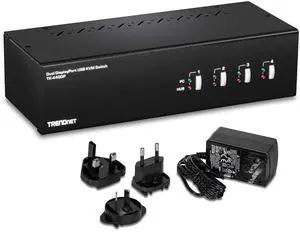 TRENDnet 4-Port Dual Monitor DisplayPort KVM Switch With Audio, 2-Port USB 2.0 Hub, 4K UHD Resolution Up To 3840 x 2160, Connect 4 DisplayPort Monitors, Dual Monitor 4 Port KVM Switch, Black, TK-440DP