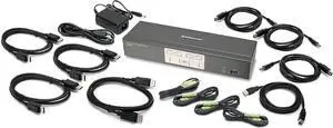 IOGEAR 4-Port DisplayPort KVMP Switch - 4K 30Hz - 2-Port USB 3.1 Hub Rate 5Gbps - Keyboard Mouse Input - 7.1 HD Audio - Front Panel Selector - TAA Compliant - Mac/Win - GCS1904 Black