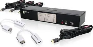 IOGEAR 4-Port HDMI and DisplayPort KVMP Kit with USB Hub and Audio, w/Full Set of Cables, (GCS1794DPKIT TAA Compliant)