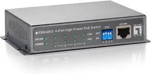 Level One 120W 4 FE High Power PoE Plus 1 FE Switchwith Power Adapter