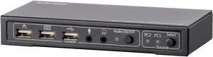 Monoprice 4K 2x1 HDMI 1.4 & USB 2.0 KVM Switch, Includes USB 2.0 Data Connection with Over Current Detection and Protection