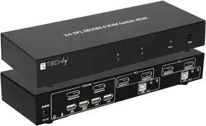 IDATA DP-KVM2 Black 2x1 DP&USB KVM Switch - 4K Ultra HD, USB, DisplayPort, USB Type-A, Push Button Operation