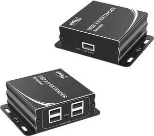 eKL USB Extender Over Cat5e Cat6 Ethernet Cable up to 524ft/160M with 4 USB 2.0 Ports Plug and Play No Driver Supports Touch Screen Webcam Keyboard and Mouse