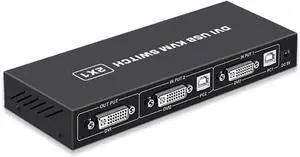 DVI KVM Switch 2-port DVI Screen Splitter 2 In 1 Out Adapter for Keyboard and Mouse Printer Computer Shared Switcher Hub