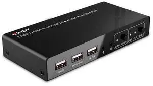 LINDY 32809 4K60 HDMI KVM Switch & KVM, USB 2.0 & 2-Port Audio