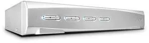 LINDY 39337 4 Port DVI-I Single Link, USB 2.0 & Audio KVM Switch Pro, Silver