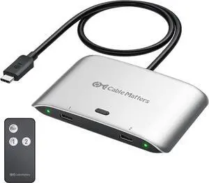 Cable Matters 20Gbps USB C Switch for 2 Computers, Supports Up to 8K@30Hz on Windows, 4K@60Hz on macOS, 140W PD, for Sharing a USB-C/Thunderbolt 4 Monitor or Dock, Works with Thunderbolt 4/5 Laptops