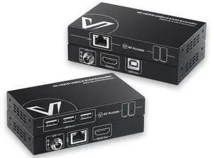 AV Access 4K HDMI KVM Extender, 120m/394ft Over Ethernet Cat5e/6, 1080P@120Hz, 3X USB 2.0 Ports, Zero-Latency, Plug and Play, KVM Webcam Extender for Gaming, Data Centers & Classrooms