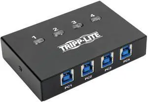 Tripp Lite 4 Port USB Switch, USB 3.0 Peripheral Switch, SuperSpeed 5 Gbps, Black, 3 Year Warranty (U359-004)