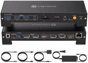 Ennovor KVM Docking Station USB C KVM Switch 2 Computers 3 Monitors or 2 Monitors 4K60Hz HDMI and 2 Displayport for 1 Thunderbolt 4 Laptop and 1 Desktop Shared Dual to Triple Monitors with PD Charging