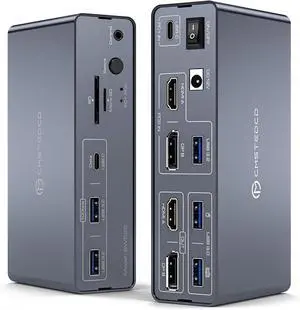Ennovor KVM Docking Station 4K60Hz HDMI & 4K120Hz DP KVM Switch 2 Monitors 2 Computers for Laptop and Desktop 10Gbps USBC+USBA 3.2 Date 5Gbps USB3.0 Date and SD/microSD Card Slots