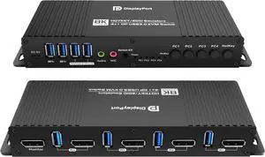 Ennovor Kvm Switch Displayport EDID 1 Monitors 4 Computers 4K 144Hz Hotkey Switching dp Switch 1 Monitors dp 1.4 1440P 144Hz 165Hz 240hz kvm Switches displayport EDID