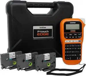 Brother PT-E110BP Contractor Kit: P-Touch Handheld Industrial Label Printer Plus 3 Tapes (up to 12mm Labels)
