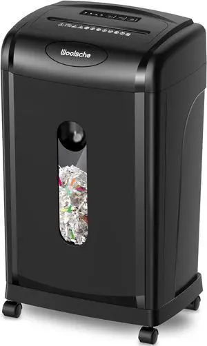 Woolsche Paper Shredder, 18-Sheet Cross Cut with 7.93Gallon Pull Out Bin, P-4 Security Level, Shred Paper and Credit Card and CD, Durable&Fast with Auto Jam Proof System Shredder for Office