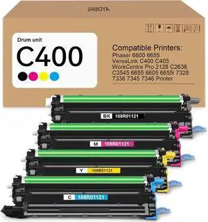 Ennovor Versalink C400/C405 Drum Unit Replacement for Xerox 108R01121 Imaging Unit for Phaser 6600 6655 Versalink C400 C405 WorkCentre 6655 6605 7328 7336 7345 7346 Drum Cartridge Kit (BK/C/M/Y)