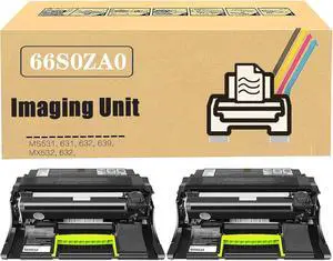 Ennovor 66S0ZA0 Black Imaging Unit Replacement Compatible for Lexmark MS531 MS531dw MS631dw MS632dwe MS639 MX532adwe MX632adwe Printer, High Yield 75,000 Pages 2Pack