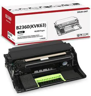 B2360 Drum Unit Compatible for 331-9810 331-9811 KVK63 Imaging Unit Remanufactured for Dell B2360d B2360dn B3460dn B3465 B3465dn B3465dnf S2830 S2830dn Laser Printer 60,000 Pages