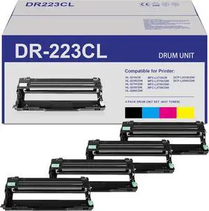 Ennovor DR223CL Drum Unit Set 4-Pack Black Cyan Magenta Yellow Replacement for Brother DR223CL DR-223CL DR223 Drum Compatible with Brother MFC-L3770CDW MFC-L3750CDW HL-L3270CDW Printer, DR223CL-4PK