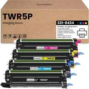Ennovor C2660 S3840 Drum Unit 4-Pack Replacement for Dell TWR5P Imaging Drum for C2660 C2660dn C2665 C2665dnf C3760 C3760n C3760dn C3765 C3765dnf S3840 S3840c S3840cdn S3845cdn Printer [NO-Toner]
