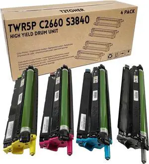 Ennovor TWR5P C2660 S3840 Drum Cartridge / Imaging Kit Ultra Replacement for Dell 331-8434 C2660 C2660dn C2665 C2665dnf C3760 C3760n C3760dn C3765 C3765dnf S3840 S3840c S3840cdn S3845cdn Printer