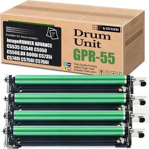 Ennovor Compatible High Yield Drum Unit 0488C003BA Replacement for Canon GPR-55 , for C5535 C5540 C5540i C5550 C5550i C5560 DX 6000i C5735i C5740i Printer (4Pack Black+Cyan+Yellow+Magenta)