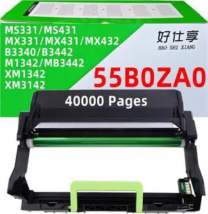 Ennovor 55B0ZA0 Imaging Unit Drum Unit Replacement for Lexmark MS331 MS431 MX331 MX431 MX432 B3340 B3442 MB3442 M1342 XM1342 XM3142 Laser Printer (550ZA0-1Pack-40000Pages)