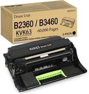 Ennovor B2360 Drum Unit High Yield Dell KVK63 Imaging Drum Unit 331-9810 331-9811 Replacement for Dell B2360d B2360dn S2830dn B3460dn B3465dn B3465dnf Printer(1-Pack, Black: 60,000 Pages)