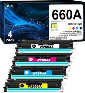 Ennovor 660A Drum Unit W2004A Replacement for HP 660A Drum Unit Works with Laser Enterprise M751n M751dn M776zs M776dn M776z M856x M856dn Printer (4-Pack, Black Yellow Magenta Cyan)