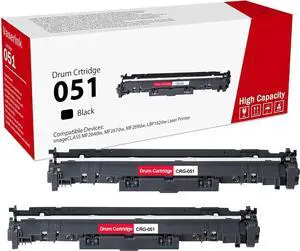 Ennovor High-Yield 051 Black Drum Unit (2-Pack) - Vsenk Compatible CRG051 Drum Replacement for Canon 051 Drum for ImageClass MF264dw MF267dw MF269dw LBP162dw Printer, 2170C001