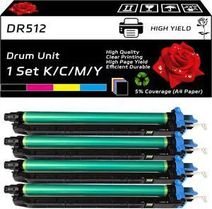 Ennovor DR512 Drum Unit Compatible for Konica Minolta bizhub 224e 284e 364e 454e 554e C224 C224e C284 C284e C364 C364e C454 C454e C554 C554e Printers, with Chip, High Yield 80000 Pages (Multicolor)