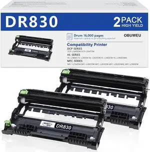 Ennovor DR830 Drum Unit 2 Pack - Replacement for Brother DR-830 Drum Unit High Yield to use with HL-L2400D HL-L2460DW HL-L2405W HL-L2465DW HL-L2480DW DCP-L2640DW MFC-L2820DW Printer (Not Toner, Black)