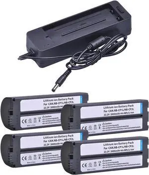 Ennovor NB-CP2LH NB-CP2L Battery and ChargerCompatible for Canon SELPHY NB-CP1L, CP1300 CP1200 CP1500 CP910 CP900 CP800 CP600 CP770 Photo Printers(4 Battery Set)
