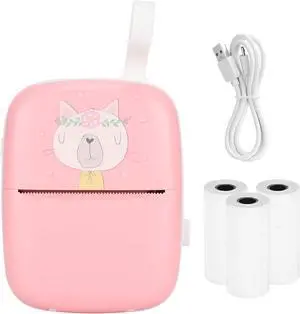 Ennovor Mini Printer Hand Held Portable Photo Printer for Students, Wrong Question Printing, Connectivity, Battery, 203DPI Resolution (Pink (with Silicone Rope))