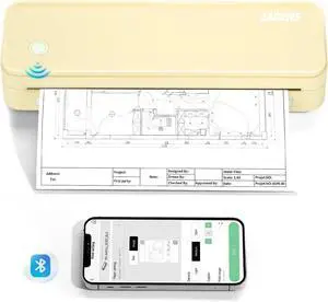 Ennovor JADENS Portable Printers Wireless for Travel, Thermal Inkless Printer, Support 8.5" X 11" Thermal Paper(Yellow)