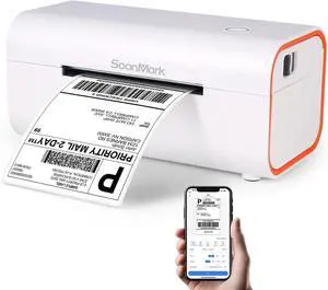 Ennovor Bluetooth Thermal Label Printer, Wireless 4x6 Shipping Label Printer for Small Business Shipping Packages, Compatible with iPhone, Android, Mac, Windows, Etsy, Ebay, Shopify, USPS (White)