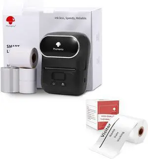 Ennovor Phomemo Label Maker Set- with 1 50x80mm Label, M110S Bluetooth Thermal Printer for Business, Office, School, Home-use, Clothing Labels, Black