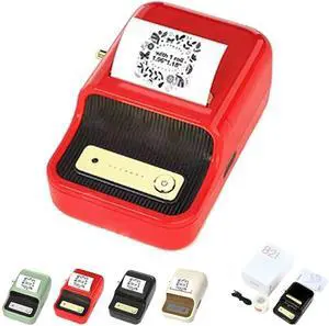 Ennovor Gift Tag Printer, B21 Portable Inkless Bluetooth Christmas Thermal Gift Tag Printer Label Maker Sticker Printer Machine with Tape, Label Printer for Home, Kitchen, School, Small Business(Red)