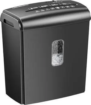 Ennovor 8-Sheet Micro Cut Paper Shredder P-4 High Security for Home Office Use with Handle, Shreds Credit Card/Staple 4 Gallons(Black) Visual Window Wastebasket