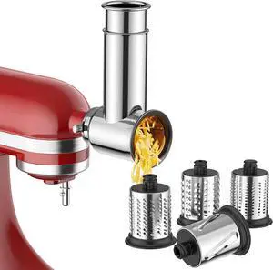 Ennovor Stainless Steel Slicer Shredder Attachment for KitchenAid Stand Mixer, Cheese Grater Attachment for Kitchenaid, Salad Maker, Grinding Powder, Dishwasher Safe with 4 Blades by Innomoon
