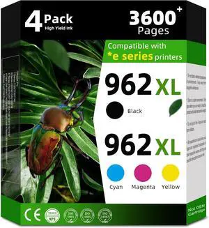 Ennovor 962XL Ink Cartridges Combo Pack Replacement for HP 962 XL HP962 HP962XL Black and Color Ink for HP OfficeJet Pro 9015e 9015 9010e 9010 9018 9018e 9020 9025e 9025 Printer (BK/C/M/Y,4 Pack)