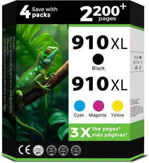 Ennovor 910XL Ink Cartridges Black Color Combo Pack Compatible for HP 910 XL for HP910 HP910XL for OfficeJet Pro 8015e 8025e 8028e 8010 8025 8020 8020e 8035 8028 8015 8022 Printer Cyan Magenta Yellow